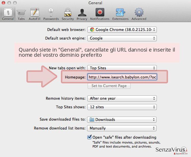 Quando siete in 'General', cancellate gli URL dannosi e inserite il nome del vostro dominio preferito Quando siete in 'General', cancellate gli URL dannosi e inserite il nome del vostro dominio preferito