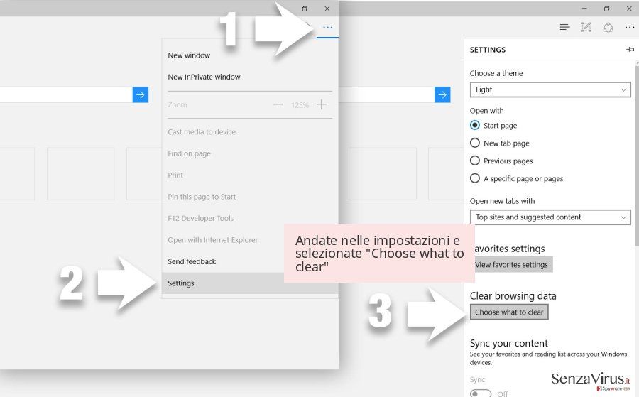 Andate nelle impostazioni e selezionate 'Choose what to clear' Andate nelle impostazioni e selezionate 'Choose what to clear'