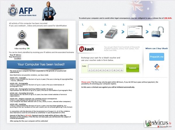 instantanea di Australian Federal Police Ukash virus instantanea di Australian Federal Police Ukash virus