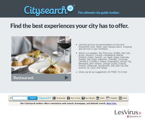instantanea di Barra degli Strumenti CitySearch instantanea di Barra degli Strumenti CitySearch