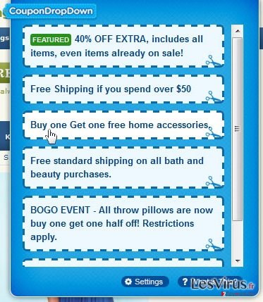 instantanea di Coupon Drop Down instantanea di Coupon Drop Down