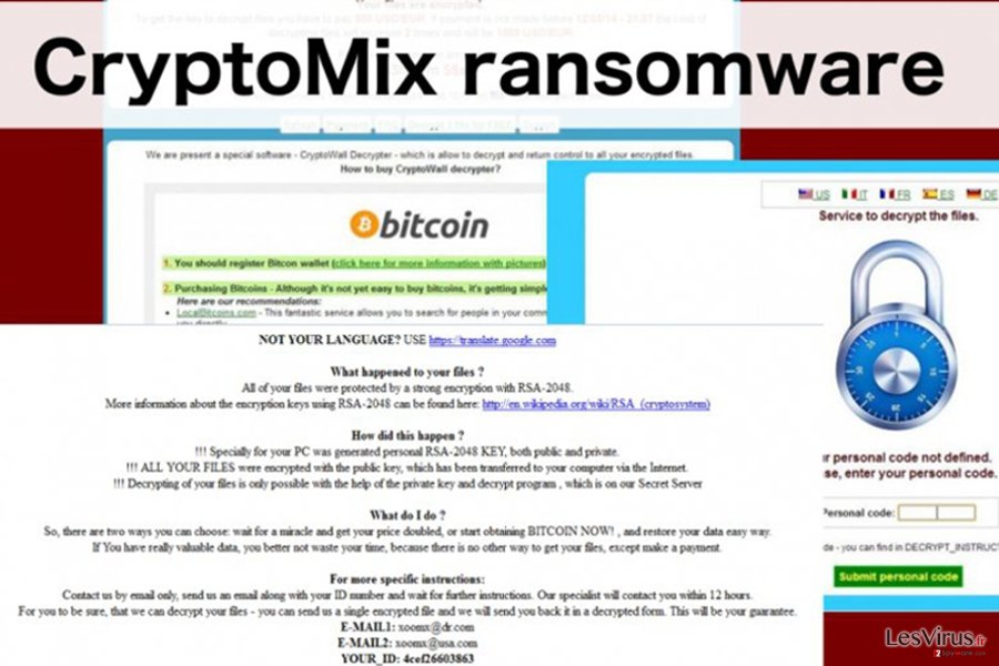 Un'immagine del virus ransomware CryptoMix