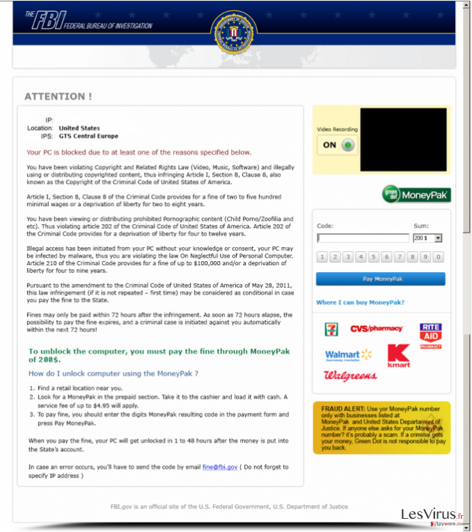 instantanea di FBI Moneypak instantanea di FBI Moneypak