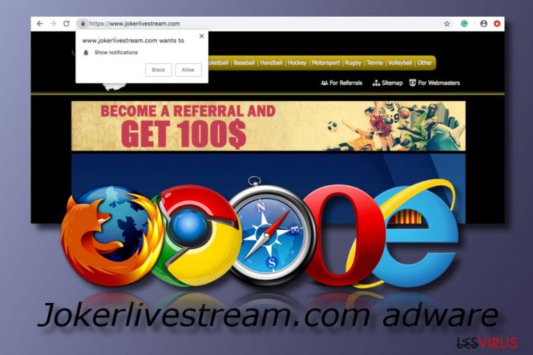 Il programma adware Jokerlivestream.com