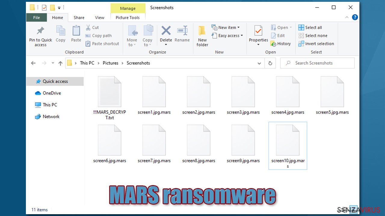 I documenti criptati dal Ransomware MARS