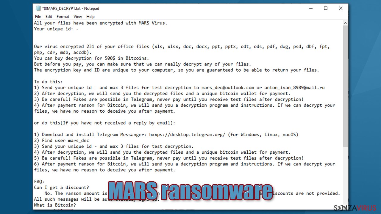 Mars Ransomware Rimuovere il virus MARS (Guida per la Rimozione del Virus) - Istruzioni ...