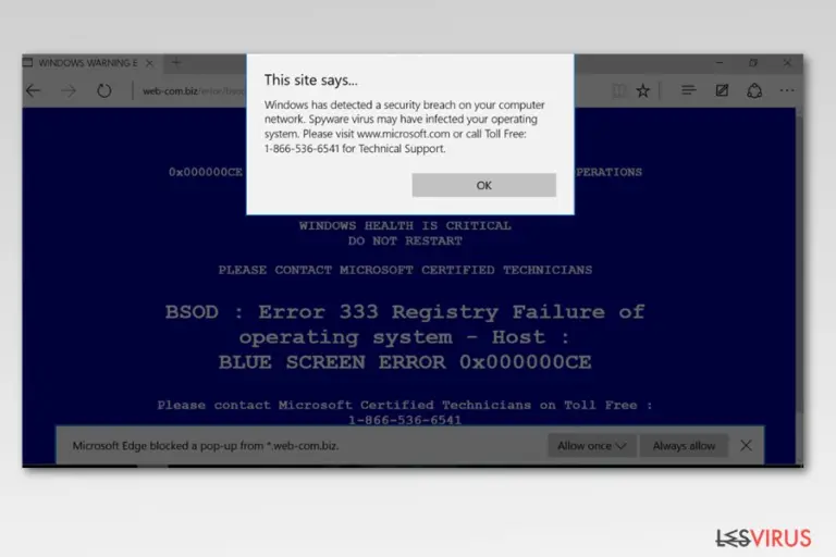 Microsoft Edge virus example