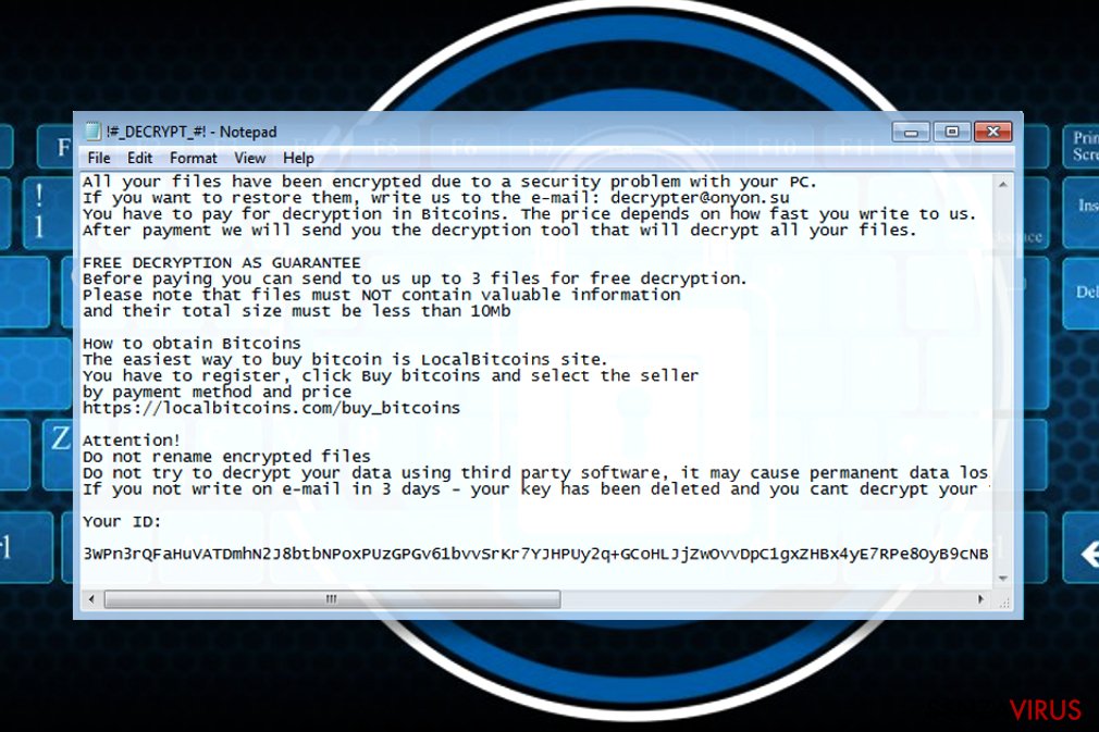 Il testo fornito dal ransomware OnyonLock Il testo fornito dal ransomware OnyonLock