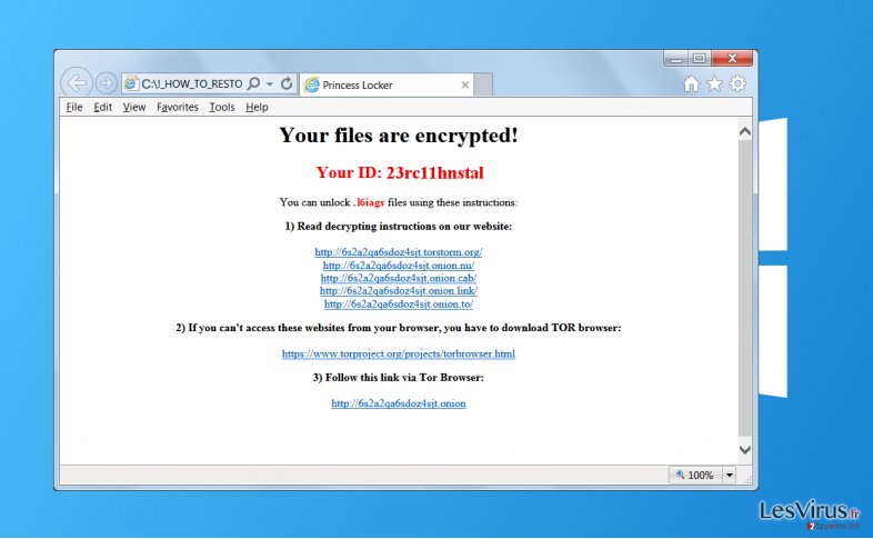 instantanea di Il virus ransomware Princess Locker instantanea di Il virus ransomware Princess Locker