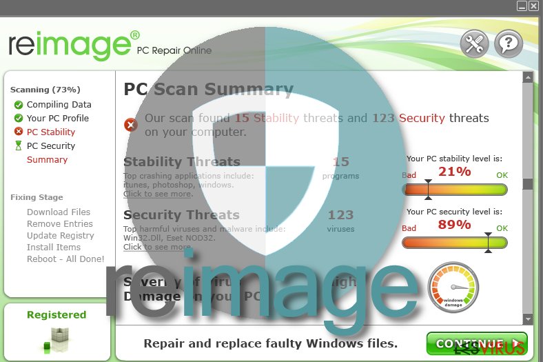 instantanea di Il virus Reimage instantanea di Il virus Reimage