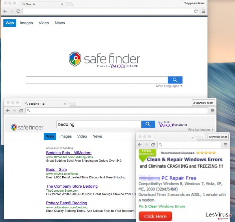 instantanea di Il virus Safe Finder