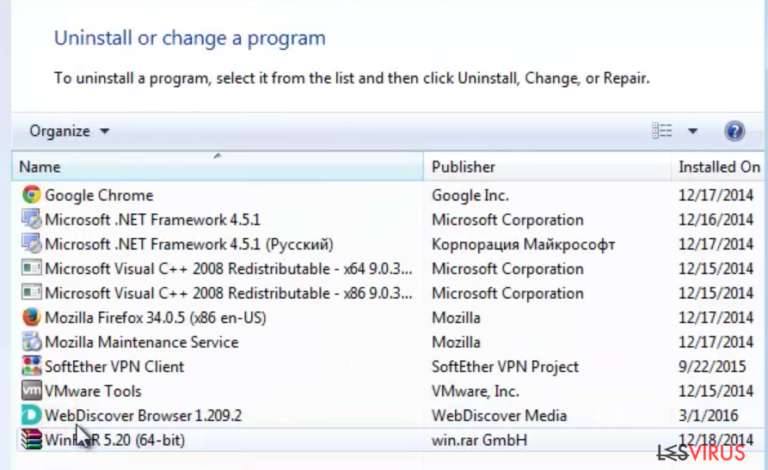 Un'immagine dell'applicazione WebDiscover Browser