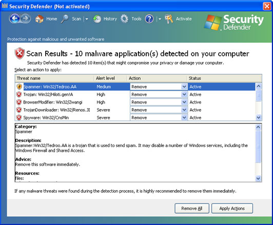 instantanea di Security Defender instantanea di Security Defender