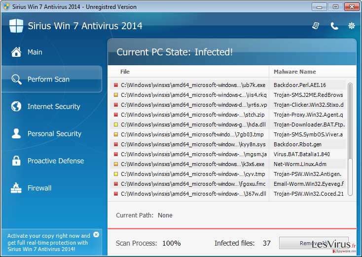 instantanea di Sirius Win 7 Antivirus 2014 instantanea di Sirius Win 7 Antivirus 2014