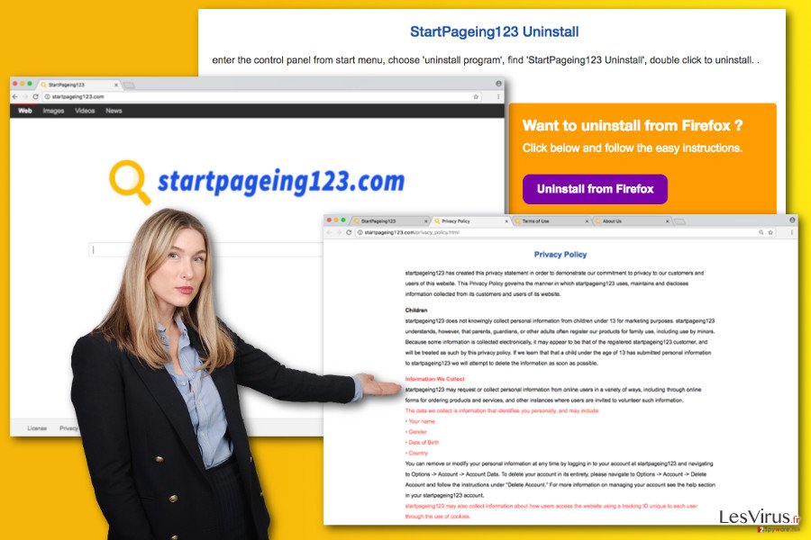 L'illustrazione del virus StartPageing123.com L'illustrazione del virus StartPageing123.com