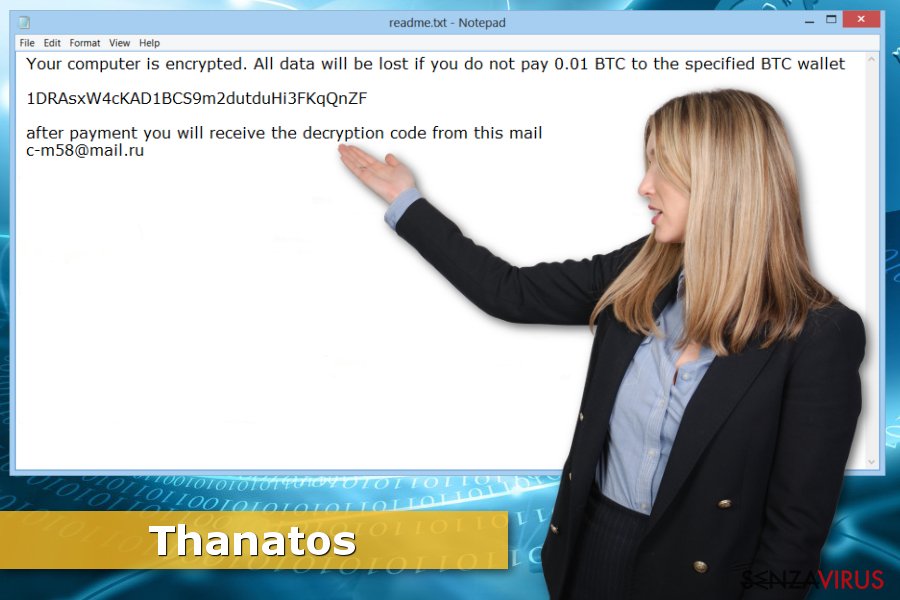 Un'immagine del ransomware Thanatos
