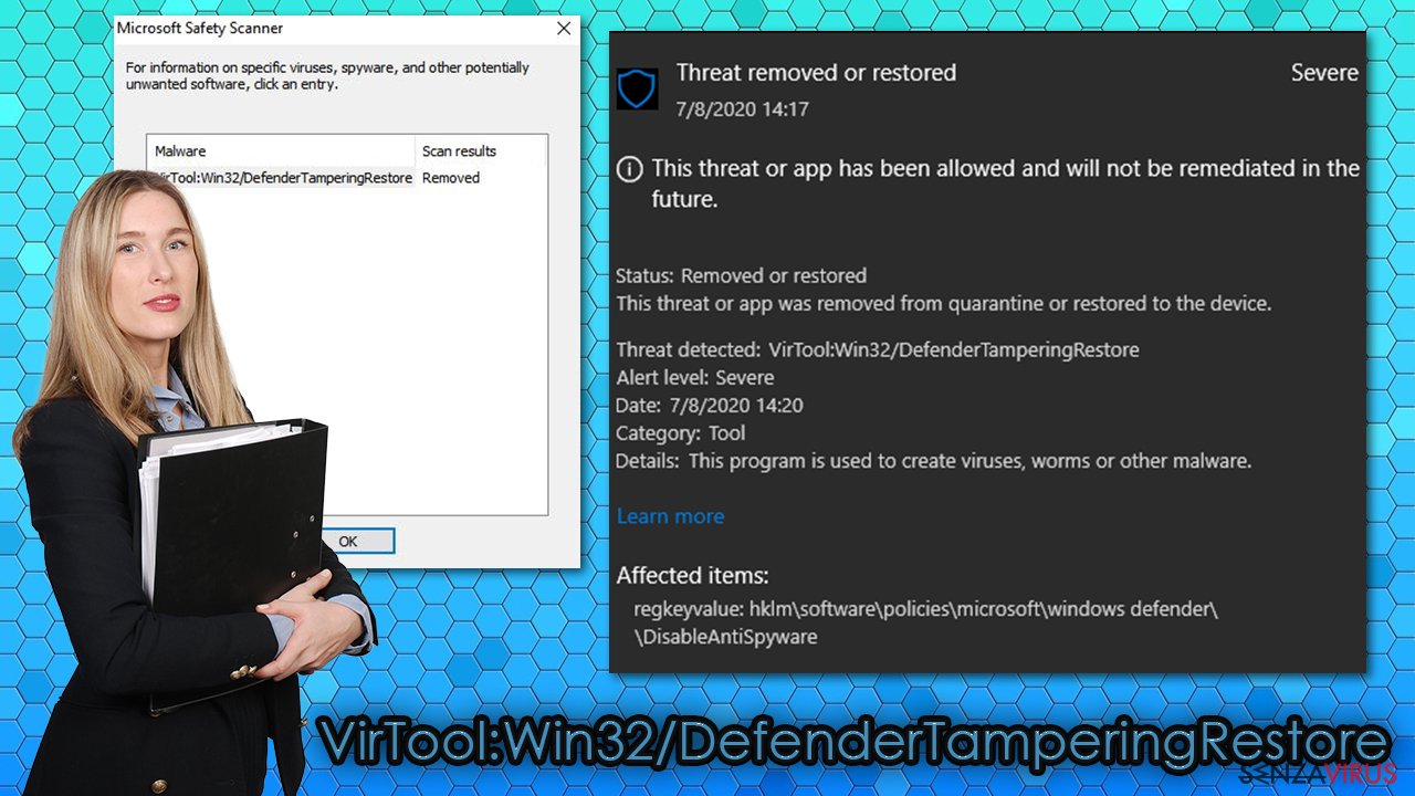 Virus VirTool:Win32/DefenderTamperingRestore
