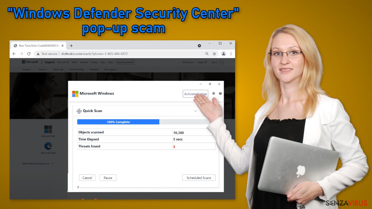 Truffa popup di Windows Defender Security Center