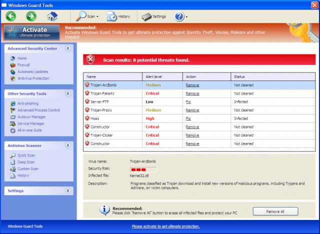 instantanea di Windows Guard Tools instantanea di Windows Guard Tools