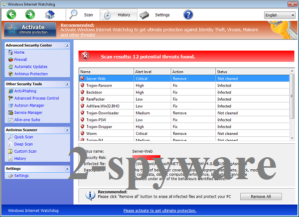instantanea di Windows Internet Watchdog instantanea di Windows Internet Watchdog