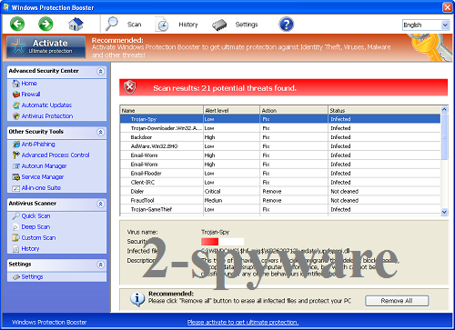 instantanea di Windows Protection Booster instantanea di Windows Protection Booster