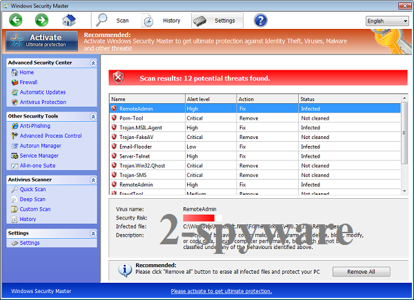 instantanea di Windows Security Master instantanea di Windows Security Master