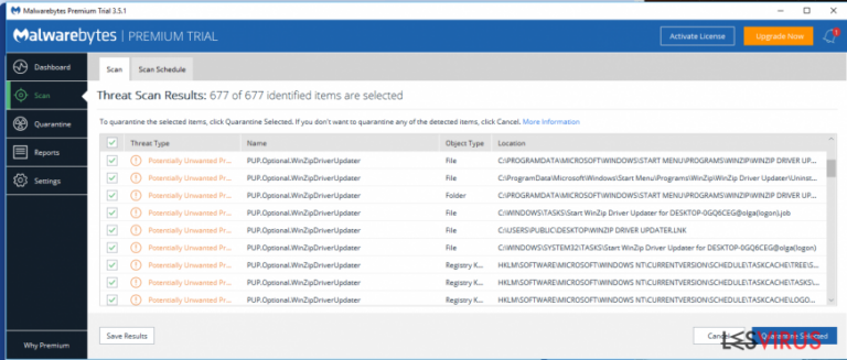 WinZip Driver Updater detected by Mbam