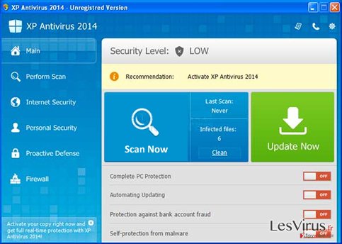 instantanea di XP Antivirus 2014 instantanea di XP Antivirus 2014