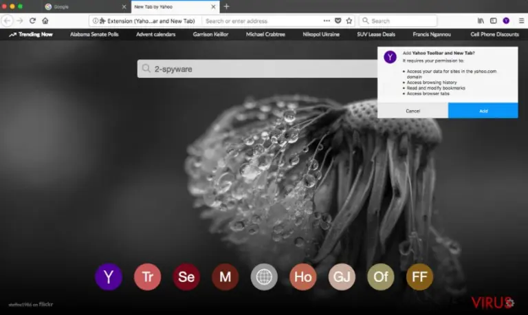 Yahoo Toolbar on Firefox web browser